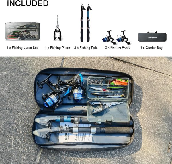 Fishing Rod Reel Combos, 2 Pack 2.1m/6.89ft Telescopic Fishing Poles with Spinning Reels Fishing Lures Fishing Pliers and Travel Bag for Saltwater Freshwater Beginner Fishing Tackle Set - Image 7