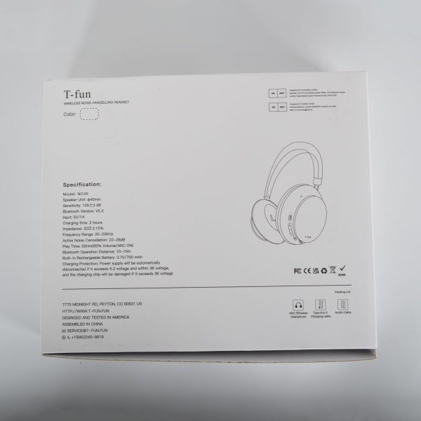 T-fun NC45 Active Noise Cancelling Headphones, Comfortable Wireless Over Ear Headset with Mic, 55H Playtime, Hi-Res Audio, Deep Bass, Low Latency, Bluetooth 5.3 ANC Headphones for Travel Home - Image 11