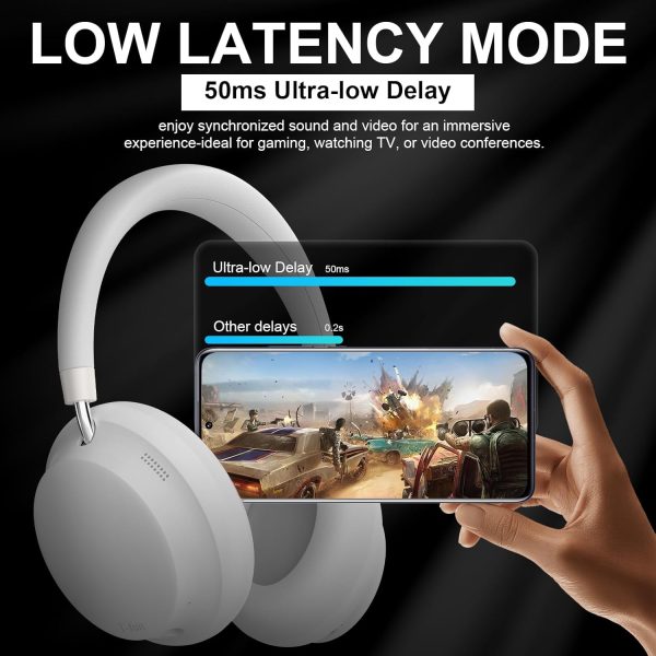 T-fun NC45 Active Noise Cancelling Headphones, Comfortable Wireless Over Ear Headset with Mic, 55H Playtime, Hi-Res Audio, Deep Bass, Low Latency, Bluetooth 5.3 ANC Headphones for Travel Home - Image 4