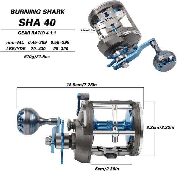 Trolling Reel Saltwater Level Wind Reels, Drag Reels Boat Fishing Ocean Fishing for Sea Bass Grouper Salmon - Image 4