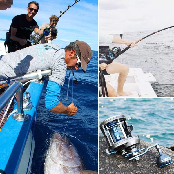 Trolling Reel Saltwater Level Wind Reels, Drag Reels Boat Fishing Ocean Fishing for Sea Bass Grouper Salmon - Image 7